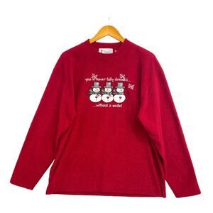 Lighthouse Apparel Christmas Sweater Womens Large Red You're Never Fully Dressed